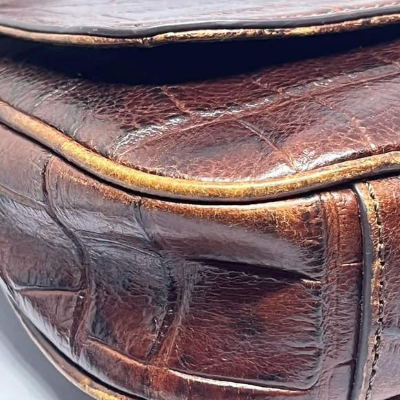 FOSSIL MEMOIR SMALL FLAP Brown Croc-Embossed Leather CROSSBODY BAG. - Picture 8 of 9